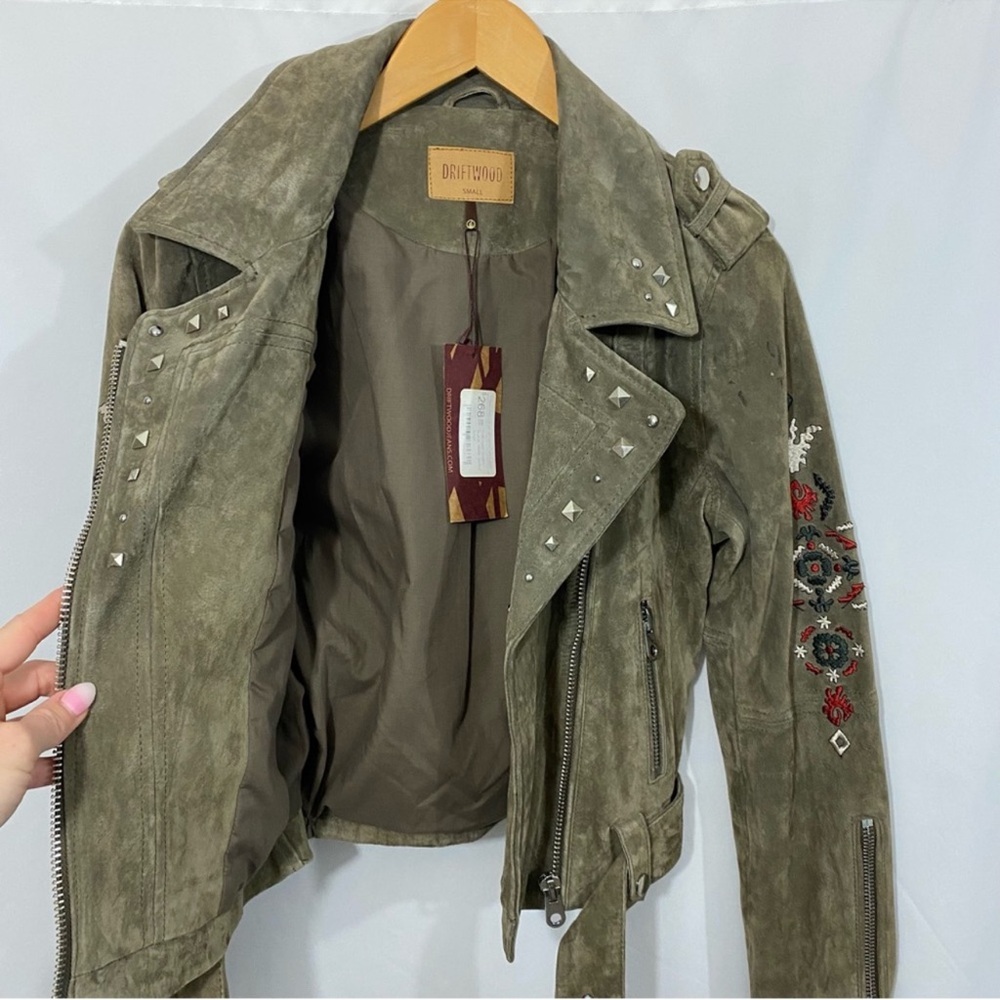 Driftwood embroidered leather suede motorcycle jacket boho western NWT RTL $268 - Picture 6 of 12